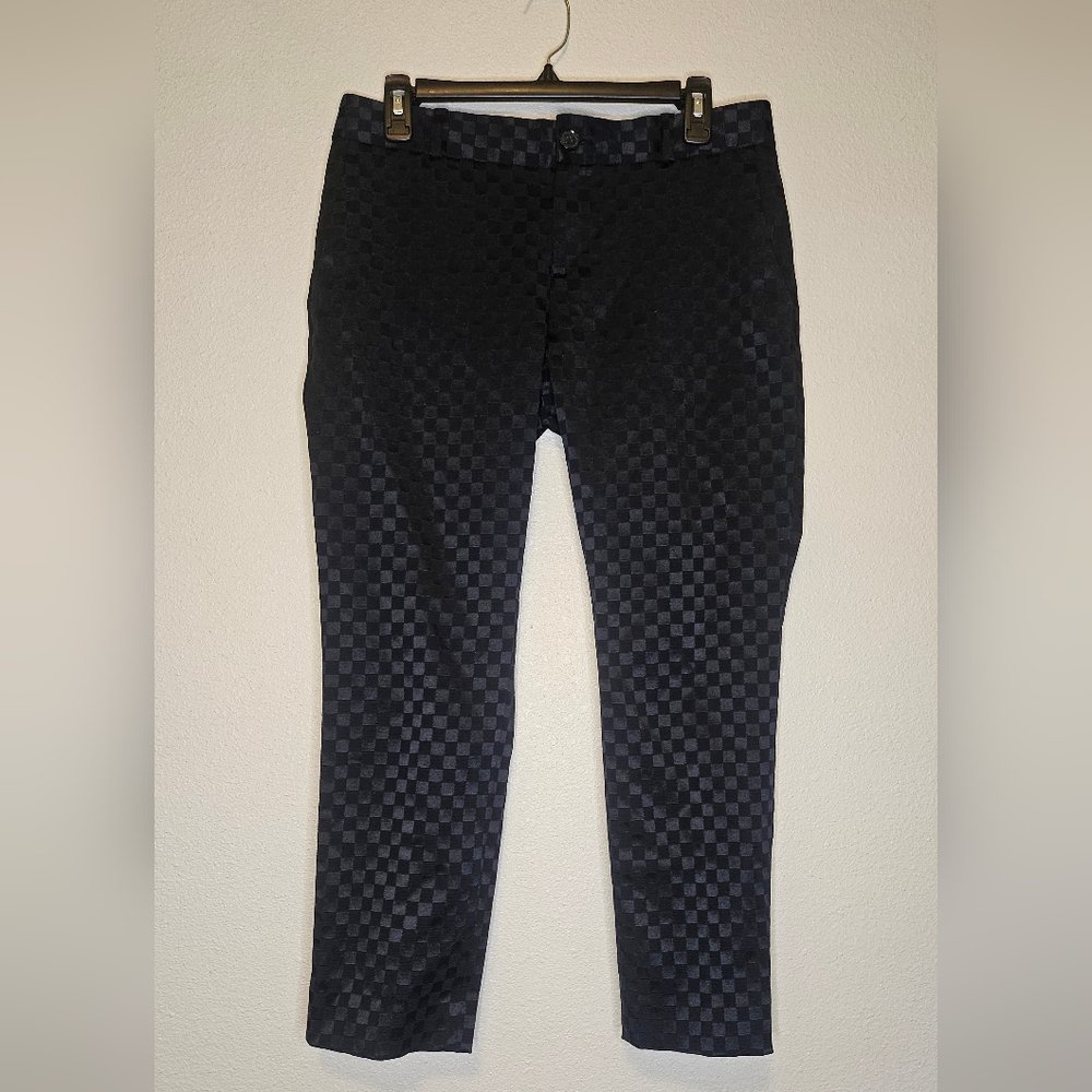 Banana Republic Black Monochrome Checkered Hampton Pant Slacks Sz 4 - Picture 2 of 9